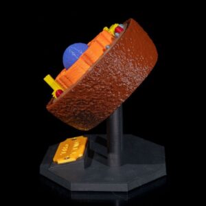 Modelo 3D colorido de un corte planetario